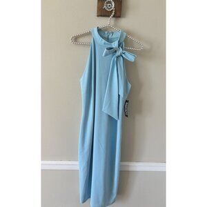 NWT NY&Company Womens Size M Blue Sleeveless Shift Dress Tie Neckline